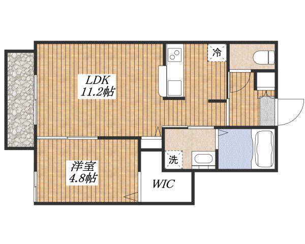 ニューノース弐番館(1LDK/2階)の間取り写真
