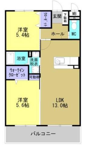 フェリシア(2LDK/2階)の間取り写真