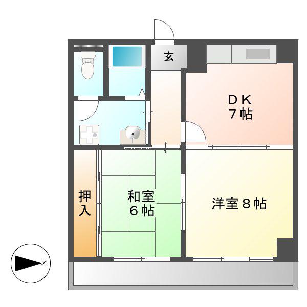 コーポラス吉桂(2DK/5階)の間取り写真