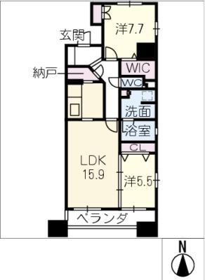 ローレルコート葵ネクステージ704号(2SLDK/7階)の間取り写真