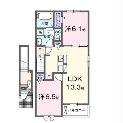 KAGUYA(2LDK/2階)の間取り写真