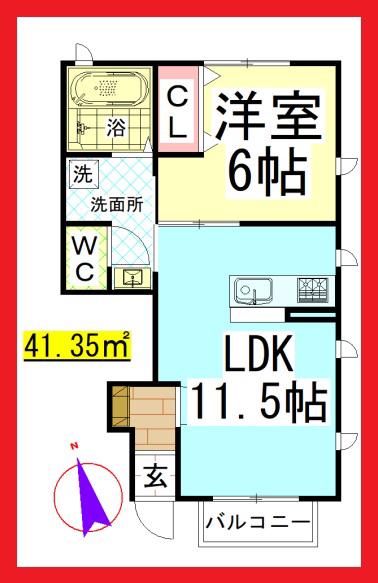 MHデザインメゾン高倉(1LDK/1階)の間取り写真