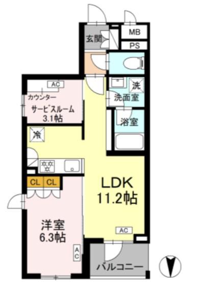 ロイジェント上板橋(1SLDK/1階)の間取り写真