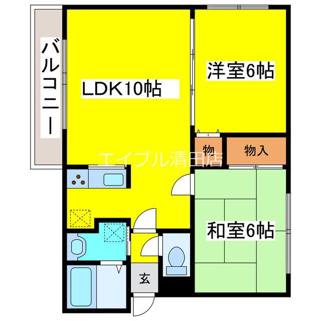 コーラル15(2LDK/3階)の間取り写真