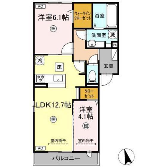 トリシアくるめ木(2LDK/3階)の間取り写真