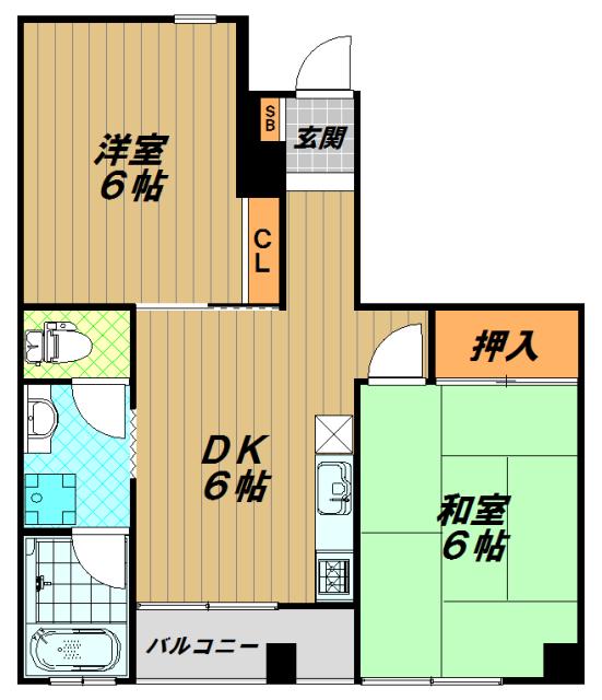 ロイヤルトップレジデンス(2DK/4階)の間取り写真