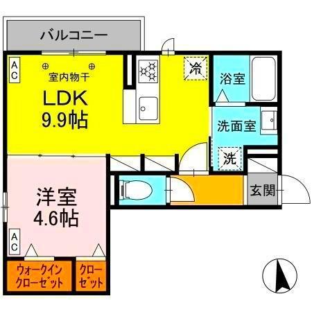 TORISIA(1LDK/2階)の間取り写真