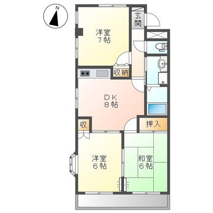 ライフシティホープ(3DK/4階)の間取り写真