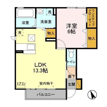 シャルマンA(1LDK/1階)の間取り写真
