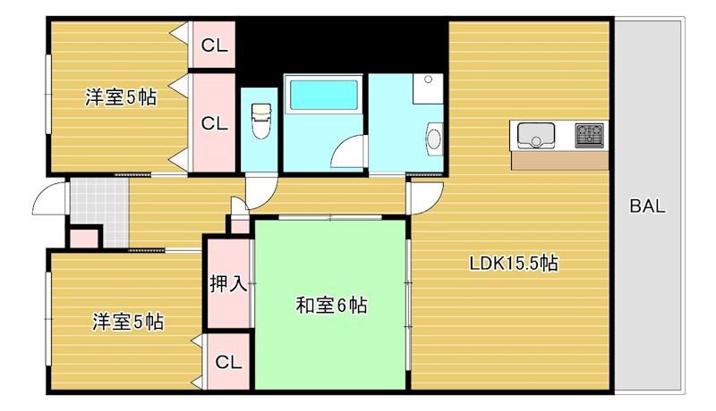 アビタ山本放出西(3LDK/4階)の間取り写真