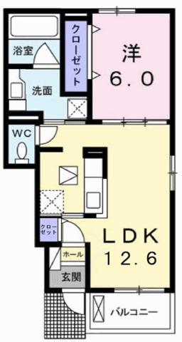 テリオス アナスタシス(1LDK/1階)の間取り写真