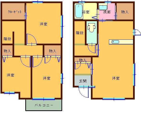 パルハイム2号棟102(3LDK/1階)の間取り写真