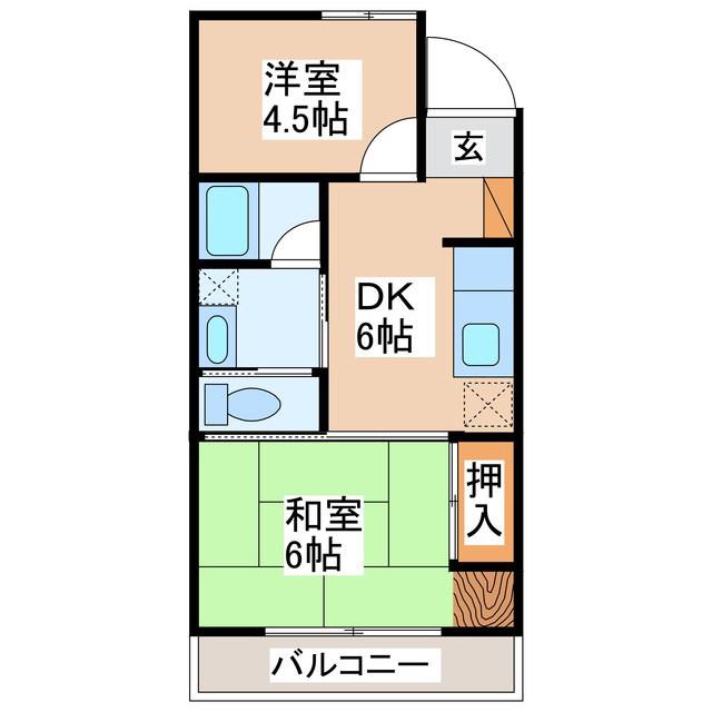 ハイツ西町(2DK/1階)の間取り写真