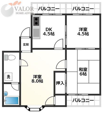 ラセーヌ東林間(3DK/3階)の間取り写真