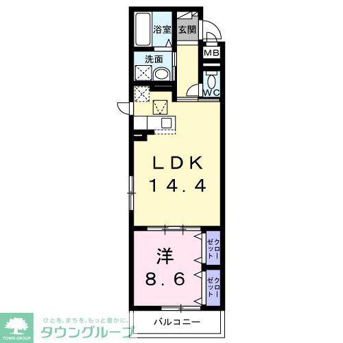 ブルーム(1LDK/1階)の間取り写真