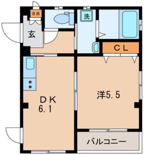 SOLBIOS沖杉(1DK/2階)の間取り写真
