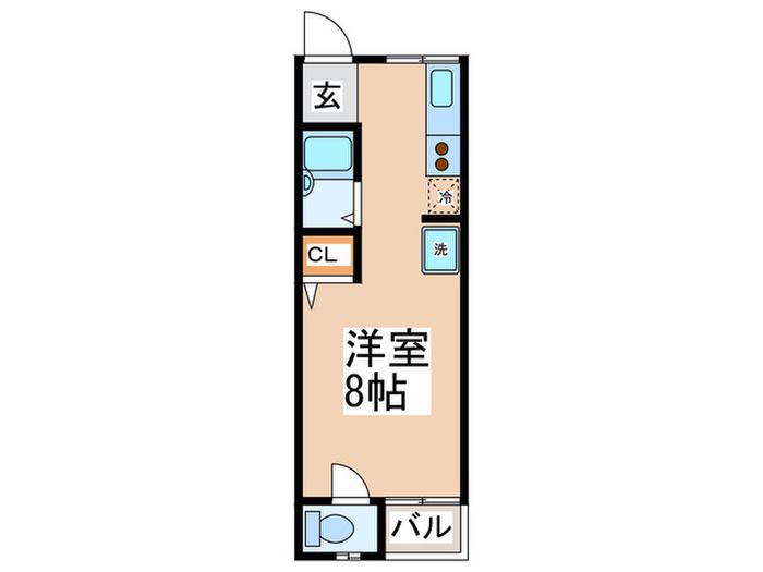 クリスタルコート(ワンルーム/1階)の間取り写真