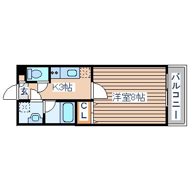 オリンピア宮城野(1K/2階)の間取り写真