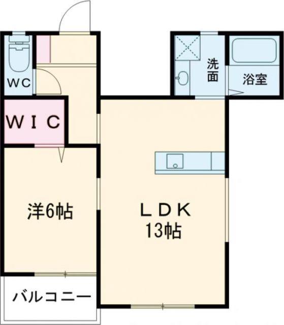 ビオス筑後(1LDK/2階)の間取り写真