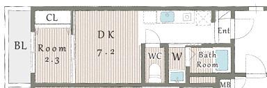 AIIJR西宮駅前(1DK/2階)の間取り写真