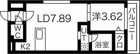 ベラルーチェ新札幌(1LDK/2階)の間取り写真
