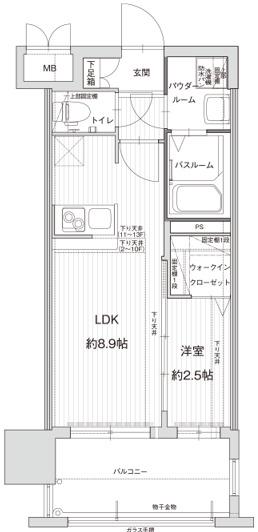 グランフォーレ博多駅東プレミア(1LDK/10階)の間取り写真