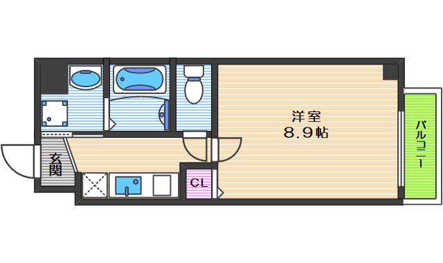 RB桑津(1K/6階)の間取り写真