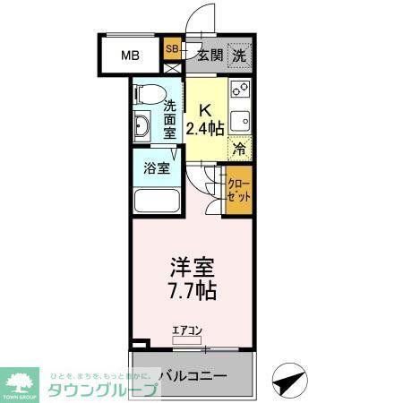 イーストサイドレジデンス(1K/1階)の間取り写真