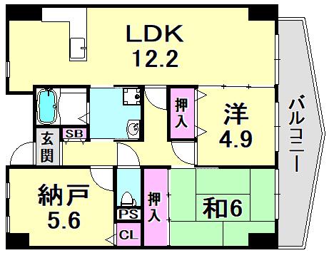 ビューメゾン津高(2SLDK/2階)の間取り写真