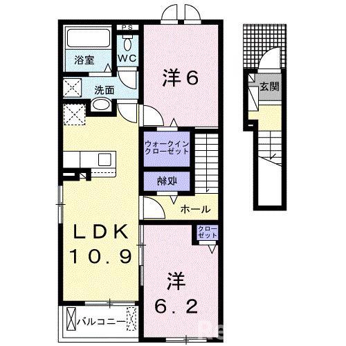クラール牛神 B(2LDK/2階)の間取り写真
