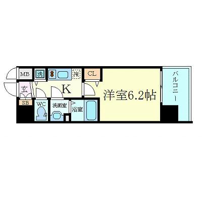 プレサンス南森町駅前(1K/5階)の間取り写真