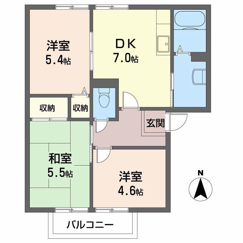 スペリオールプラザC(3DK/2階)の間取り写真