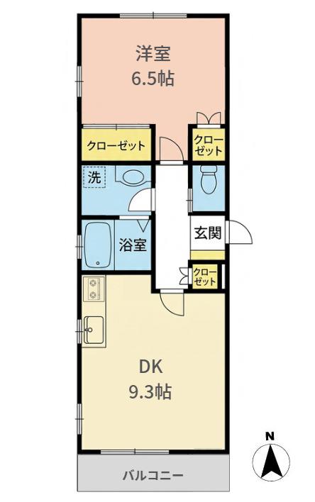 メゾンカルム(1DK/2階)の間取り写真
