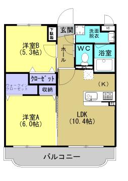 リバーサイドM(2LDK/1階)の間取り写真