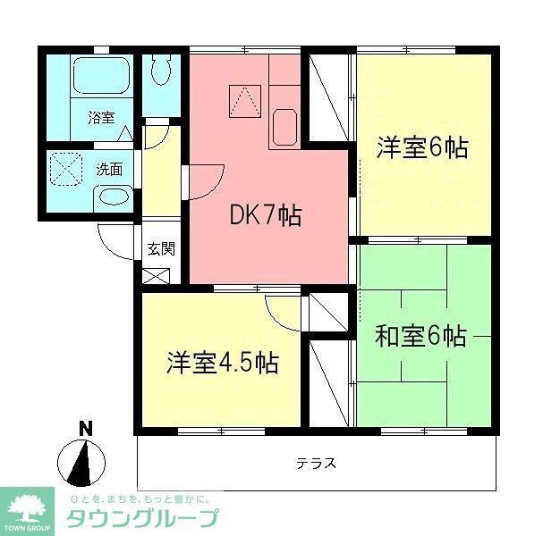 エコーハイツ(3DK/1階)の間取り写真