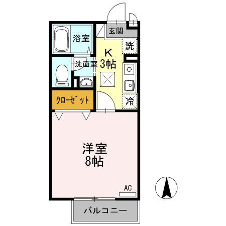 セジュール飯山(1K/1階)の間取り写真