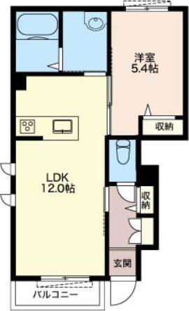 ベルアンジュール(1LDK/1階)の間取り写真