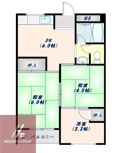 クラモトマンション(3DK/3階)の間取り写真