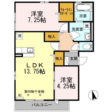 PICCOLO PINO島町 A棟(2LDK/3階)の間取り写真