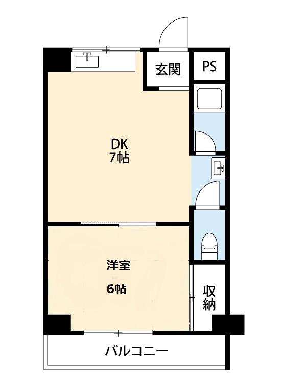 吉富ビル 末広ビル(1DK/3階)の間取り写真