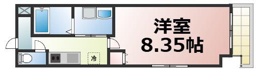 玉造レカンIV(1K/2階)の間取り写真