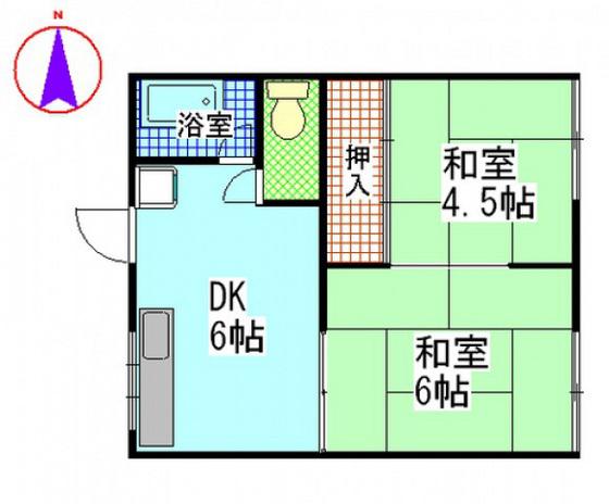 白菊コーポ(2DK/1階)の間取り写真
