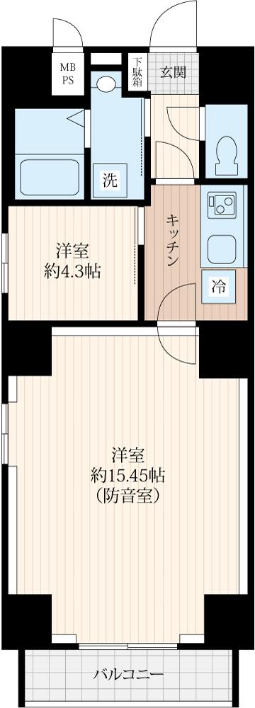 ラシクラスINFINA日本橋(1LDK/4階)の間取り写真