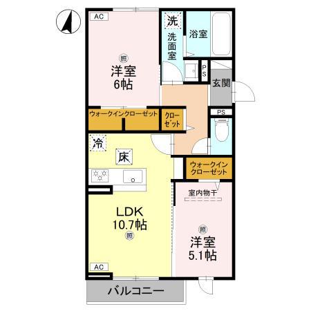 テラス・オルキデ宝来(2LDK/2階)の間取り写真
