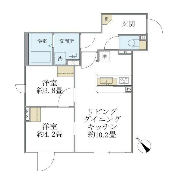 エクサム赤坂(2LDK/3階)の間取り写真