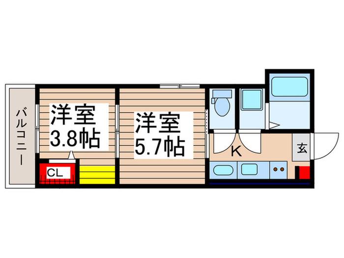 ベスト大和(2K/1階)の間取り写真