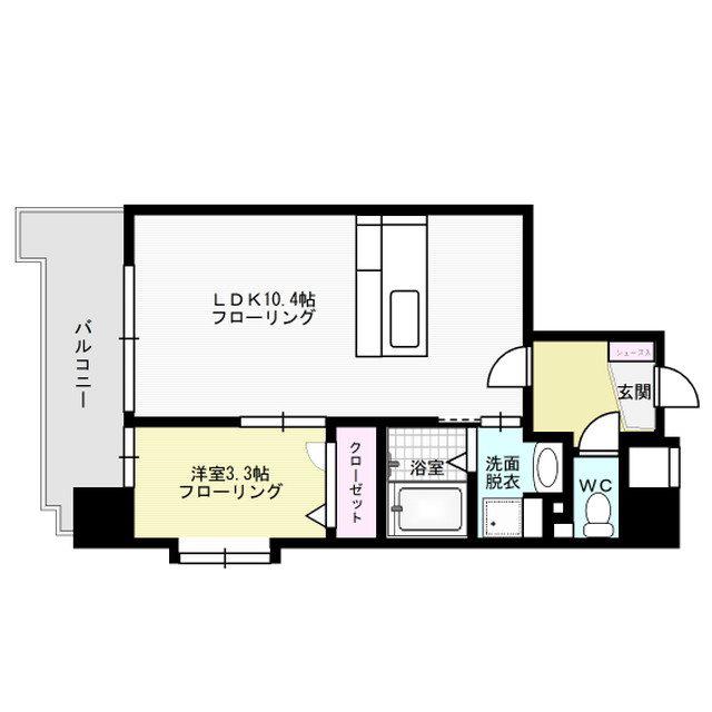 リバティR TENJIN 1(1LDK/7階)の間取り写真