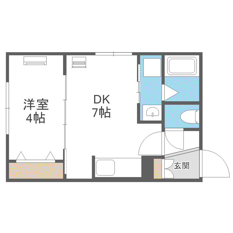 アールズ・コート平岸II(1DK/3階)の間取り写真