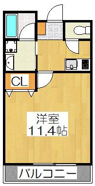 ラルゴ仁王門(1K/2階)の間取り写真