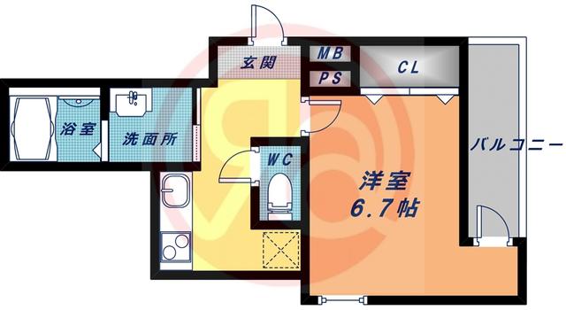 フジパレス田辺駅北(1K/2階)の間取り写真